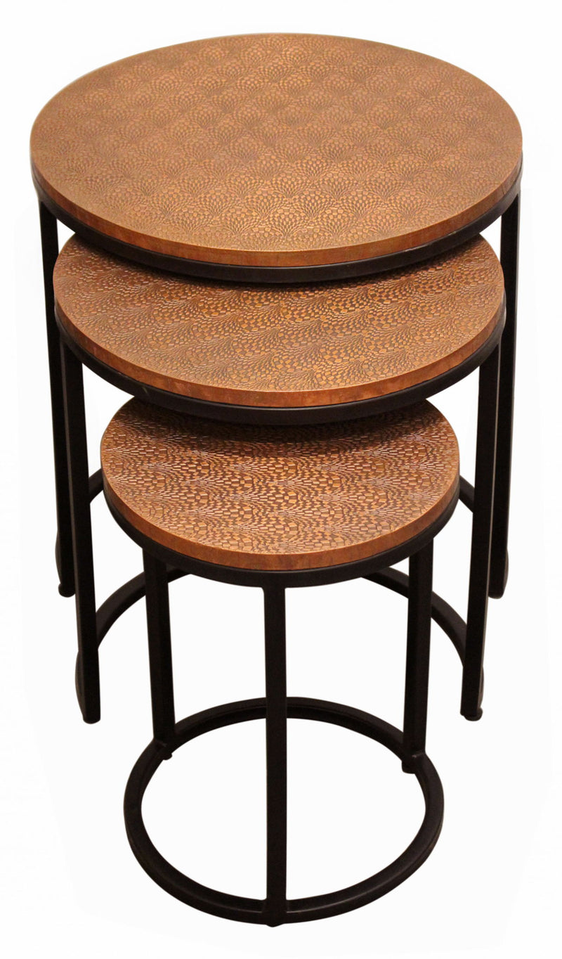 Round Nested Tables (Set of 3) - Black And Copper