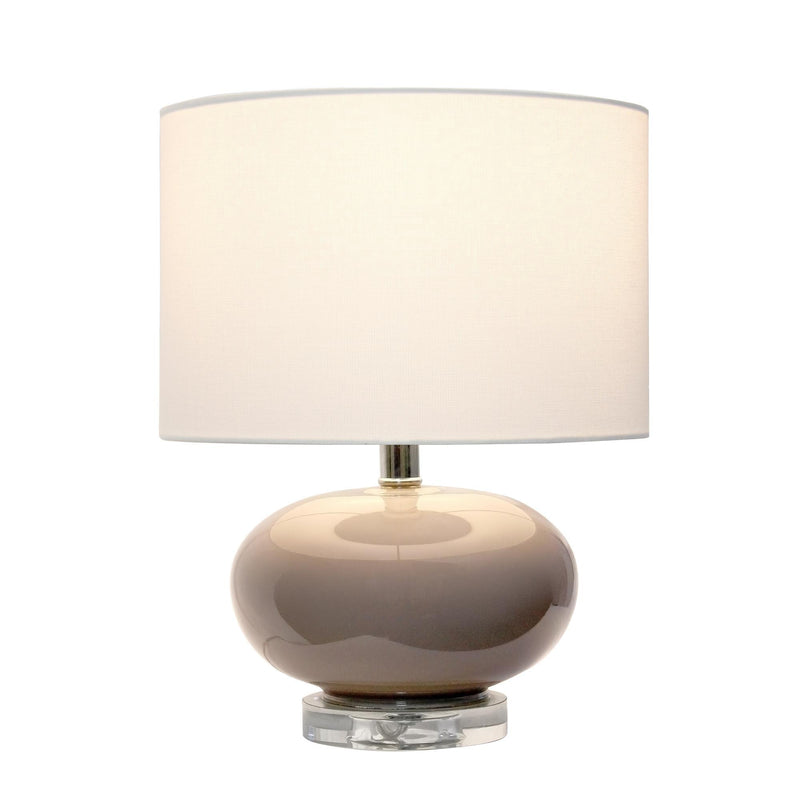 Round Table Lamp With Drum Shade - Gray