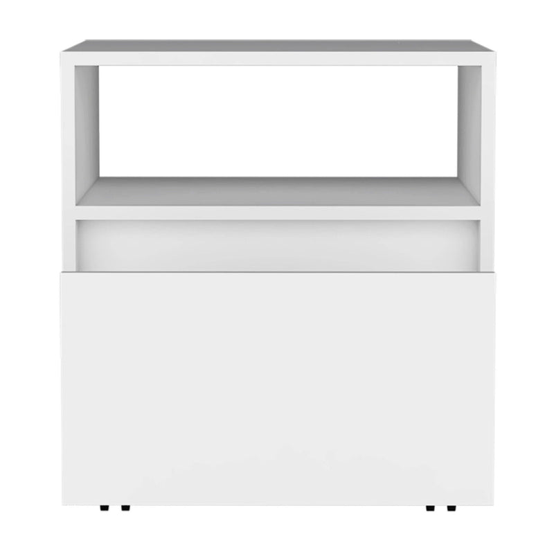 21" One Drawer Faux Wood Nightstand - White