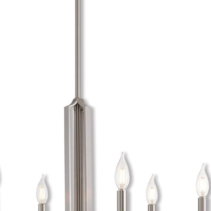 27" Six-Light Dimmable Chandelier With Shades - Nickel