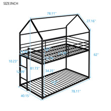 Load image into Gallery viewer, Bunk Beds for Kids Twin over Twin,House Bunk Bed Metal Bed Frame Built-in Ladder,No Box Spring Needed Black
