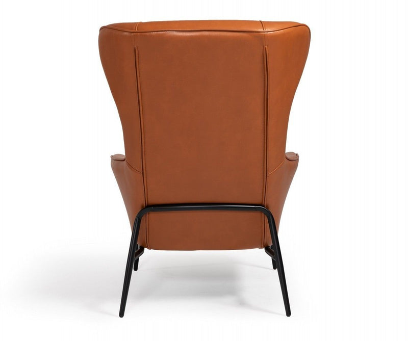 Faux Leather Wingback Chair - Orange And Black