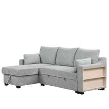 Load image into Gallery viewer, Pull Out Sleeper Sofa L-Shaped Couch Convertible Sofa Bed With Storage Chaise, Storage Racks And USB Ports
