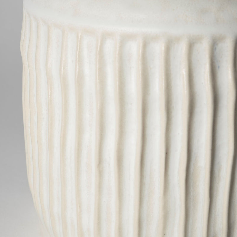 Ribbed Cylinder Table Vase (397574) - White