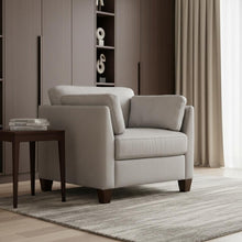 Load image into Gallery viewer, Genuine Leather And Black Arm Chair 36" - Dusty White
