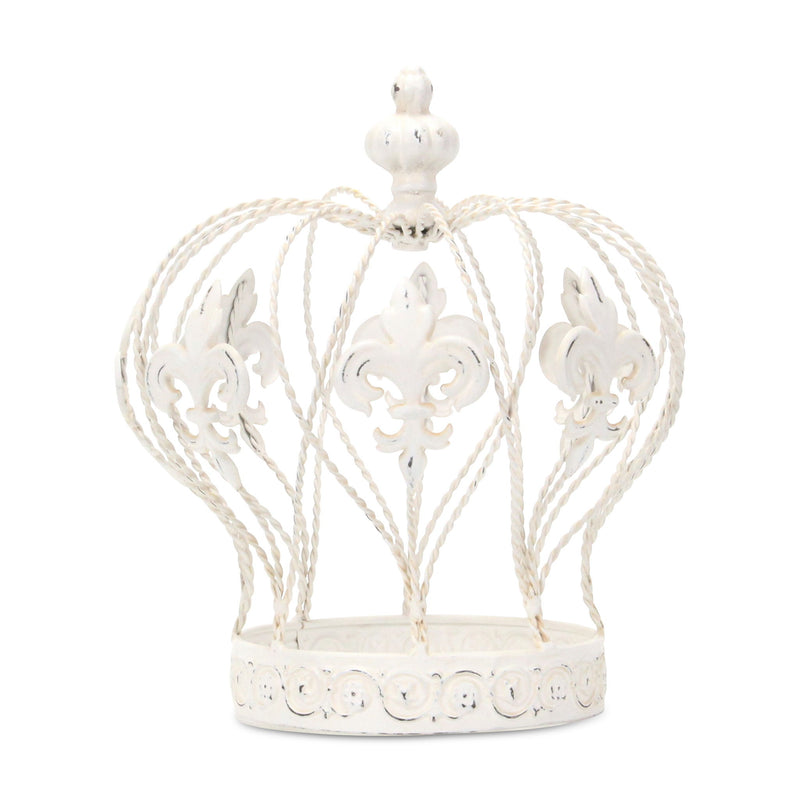 Hand Painted Decorative Crown Tabletop Sculpture - White
