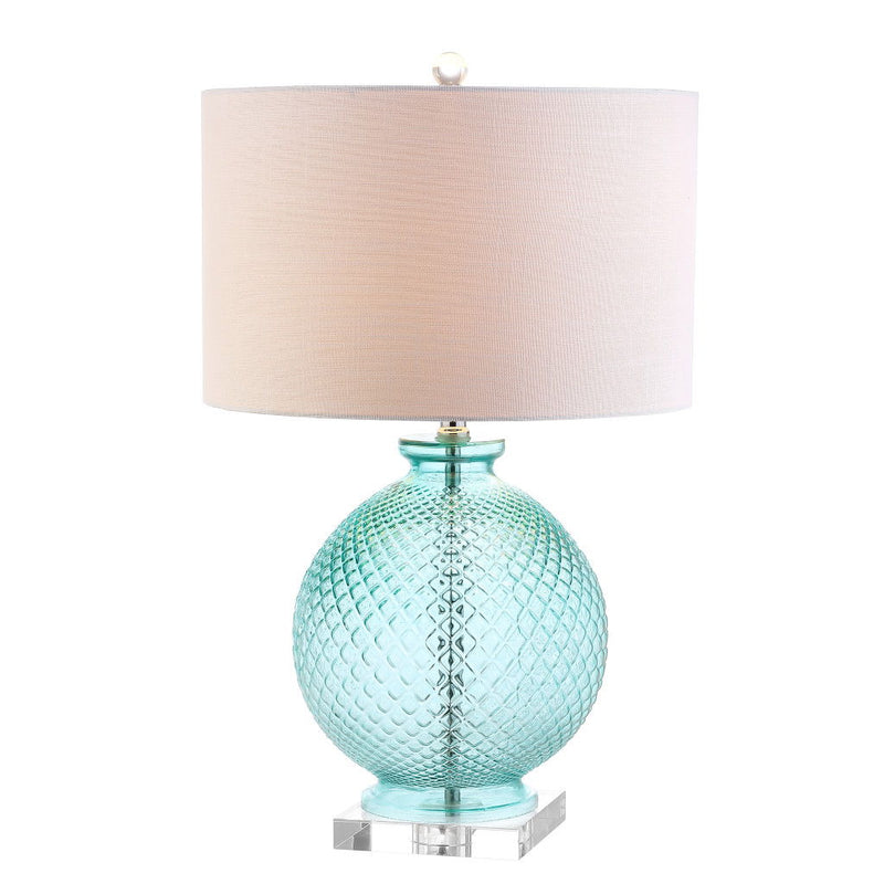 26" Novelty Table Lamp LED With Drum Shade - Aqua