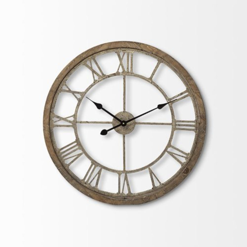 Circle Skeleton Wall Clock (376253) - Brown