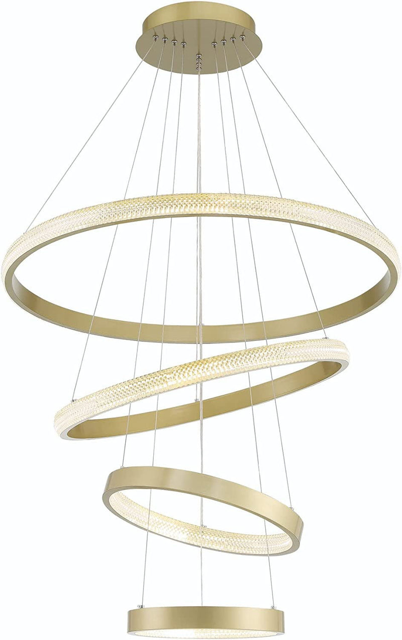 Candle Style Four Light Metal LED Dimmable Chandelier - Gold