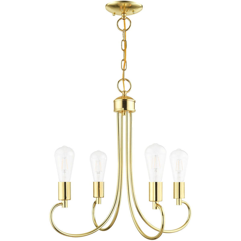 20" Four Light Dimmable Chandelier With Shades - Brass