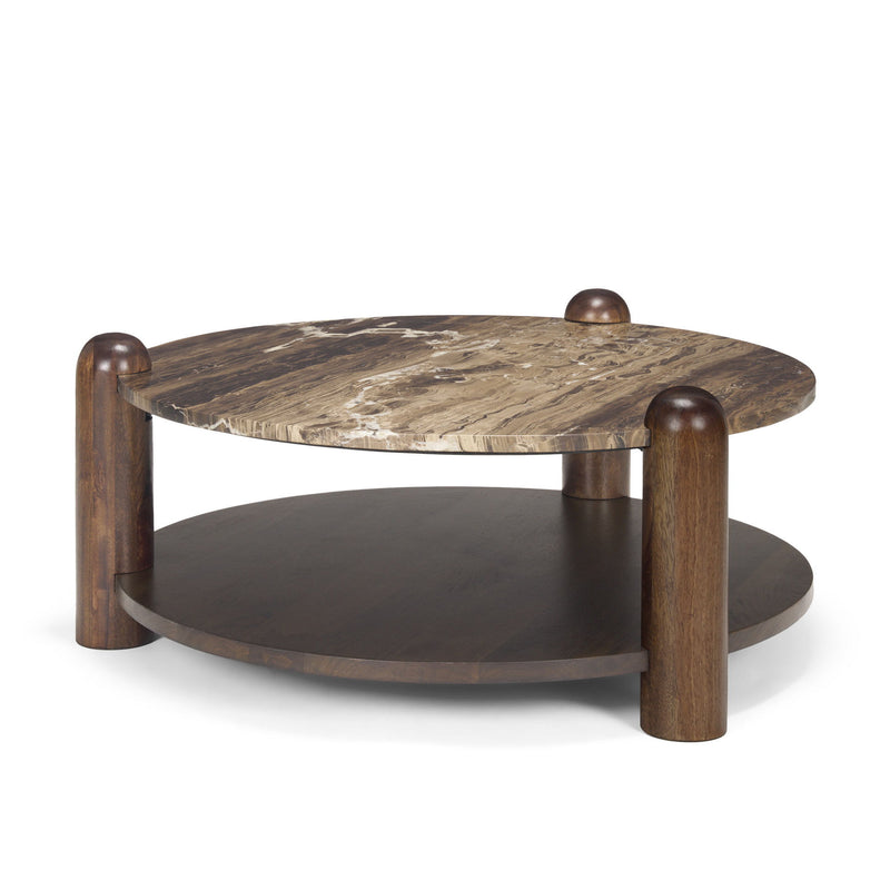 Round Coffee Table - Brown / Stone