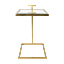 Load image into Gallery viewer, Tempered Glass Iron Square End Table - Clear / Gold
