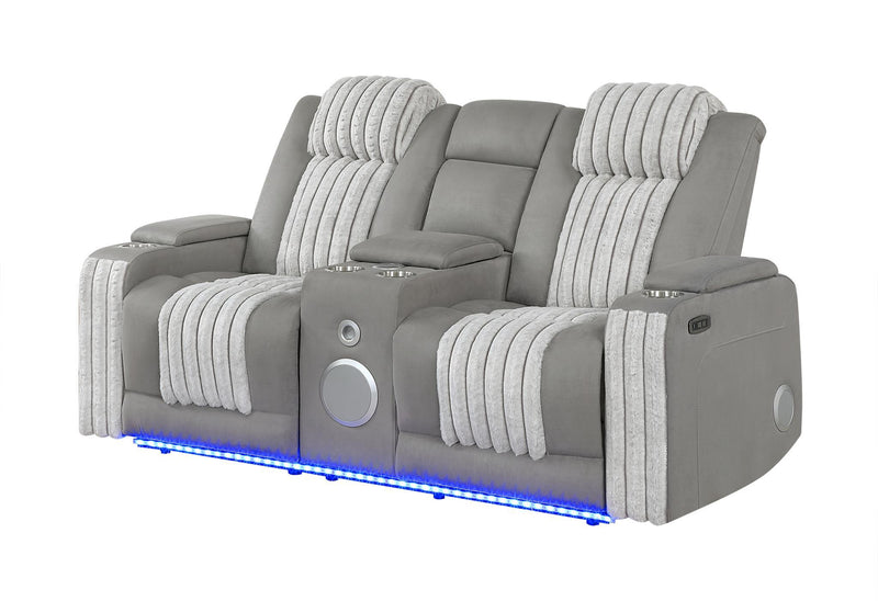 Corduroy Power Reclining Loveseat With Storage - Gray