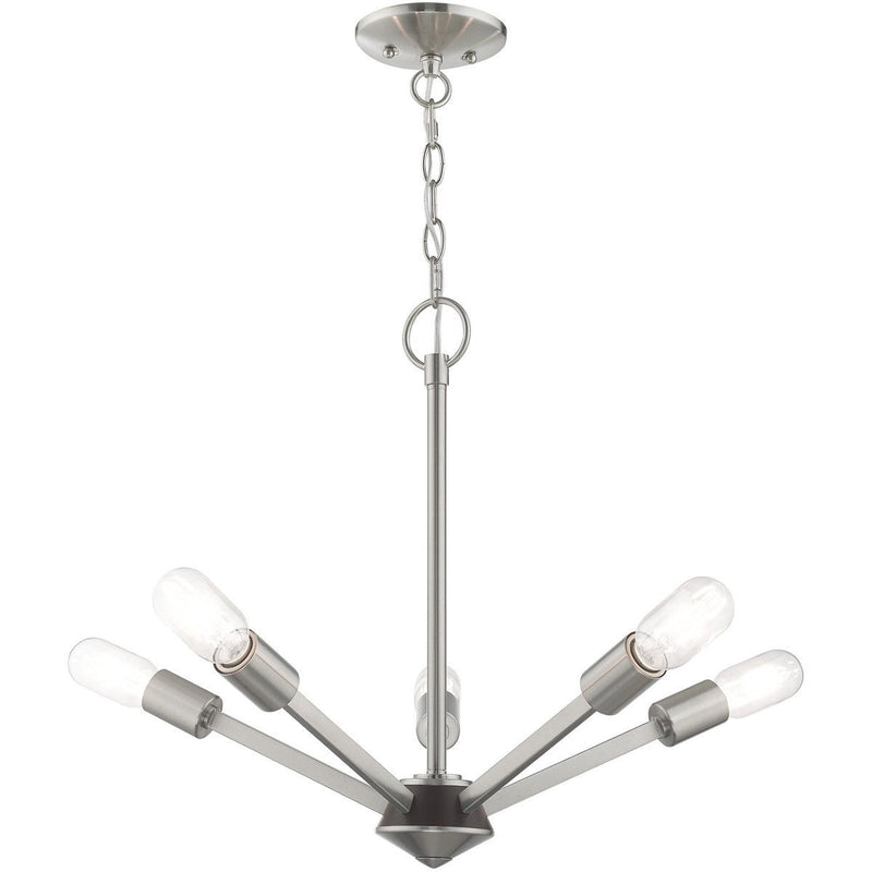 18" 5-Light Dimmable Chandelier With Shades - Nickel