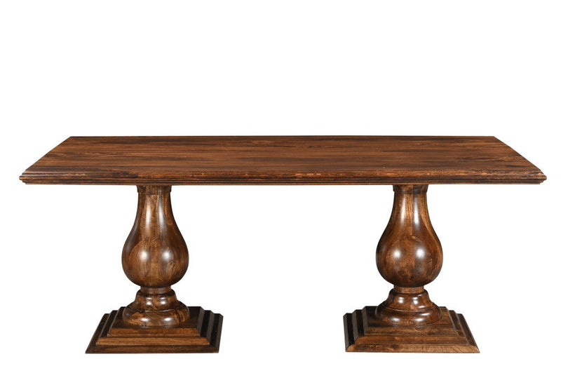75" Wood Double Pedestal Base Dining Table - Dark Brown