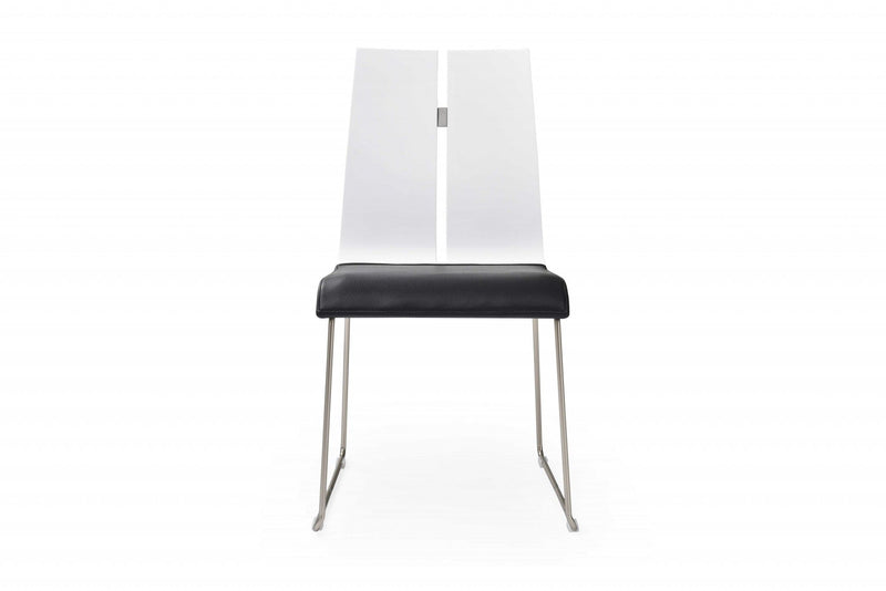 Upholstered Faux Leather Dining Side Chairs (Set of 2) - Black / White