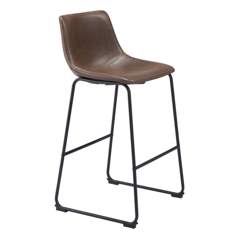 29" Faux Leather And Steel Counter Height Bar Chairs (Set of 2) - Espresso / Black