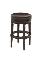 Load image into Gallery viewer, Faux Leather And Solid Wood Swivel Backless Counter Height Bar Chair - Wood Brown
