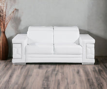Load image into Gallery viewer, Genuine Leather Love Seat - White / Silver
