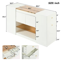 Load image into Gallery viewer, Modern Luxury Multi-Functional Island Vanity Dresser And Storage Cabinet With Glass Tabletop, Display Shelf, 6 Drawers For Walk In Wardrobe And Bedroom - Cream White
