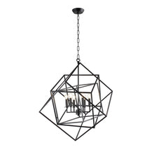 Load image into Gallery viewer, Unique Statement Six Light Metal Chandelier With Shades - Black
