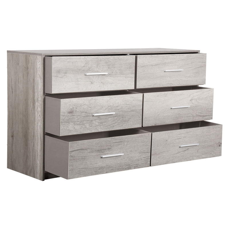 Wood Six Drawer Dresser - Gray
