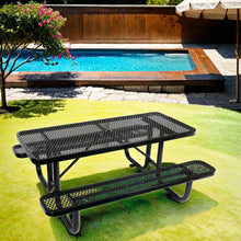 Load image into Gallery viewer, Outdoor Steel Picnic Rectangular Table With Umbrella Pole
