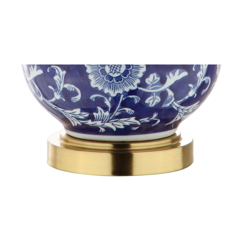 Novelty Table Lamp With Drum Shade - Blue / Gold / White