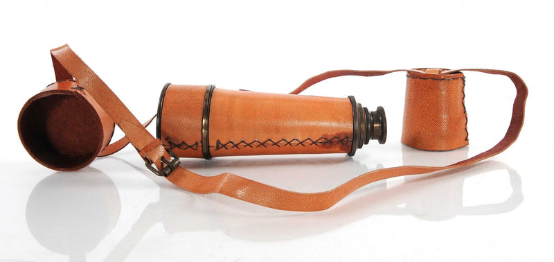 Leather Handheld Telescope - Rust / Brass
