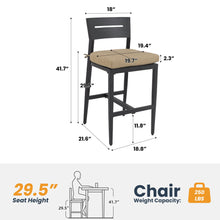 Load image into Gallery viewer, Modern Outdoor Bar Stools With Backrest And Footrest (Set of 2)
