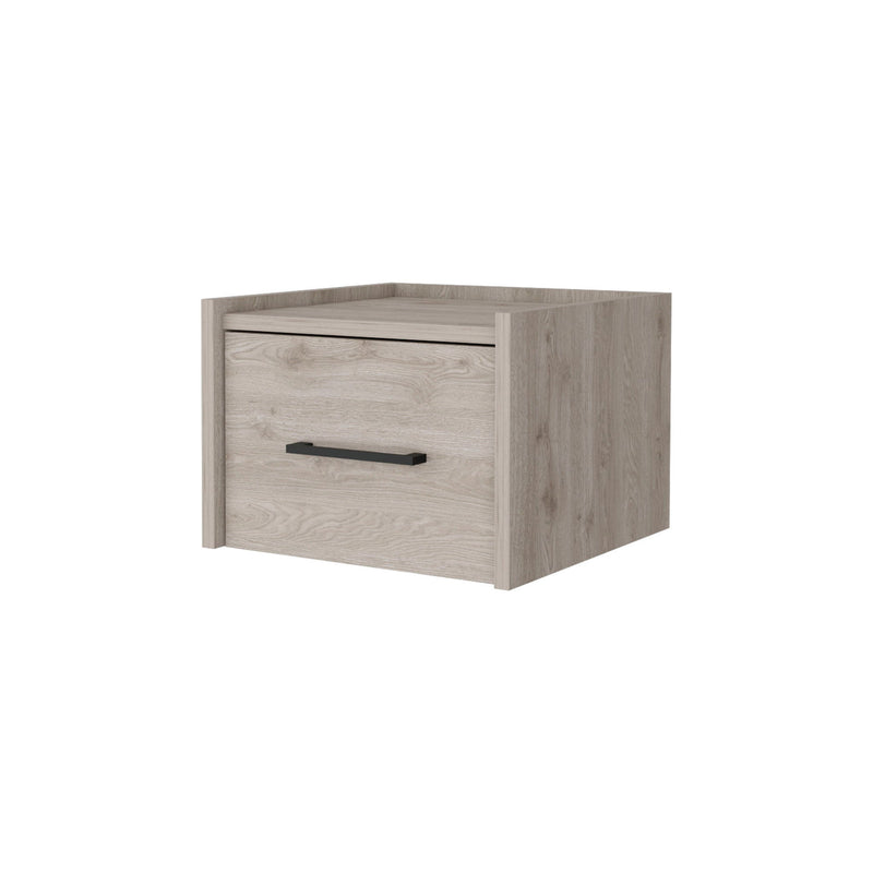13.8" x 13.2" x 9.8" One Drawer Faux Wood Floating Nightstand - Gray