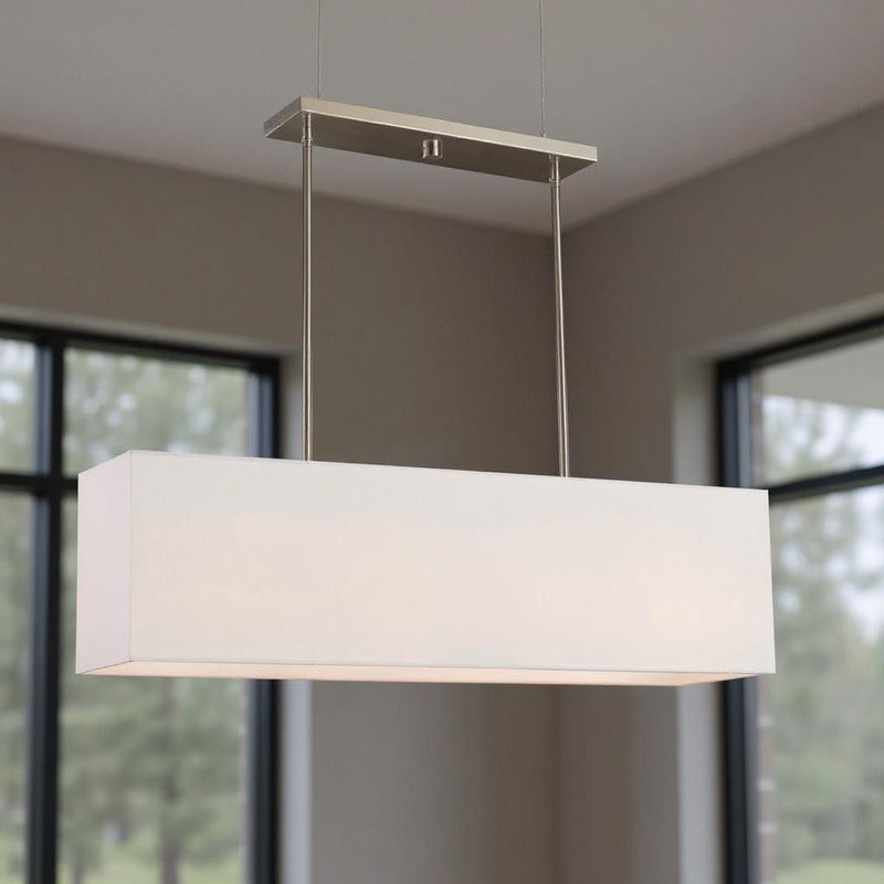 12" Four Light Dimmable Chandelier With Shades - Nickel