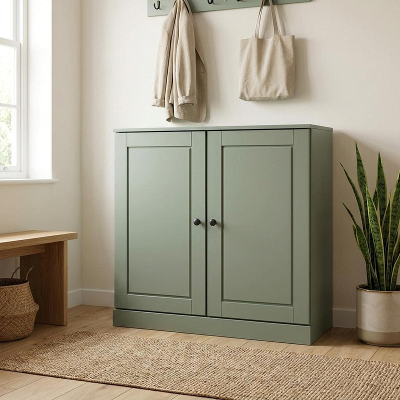 Twenty Pair Solid Woodshoe Storage Cabinet (752366) - Sage