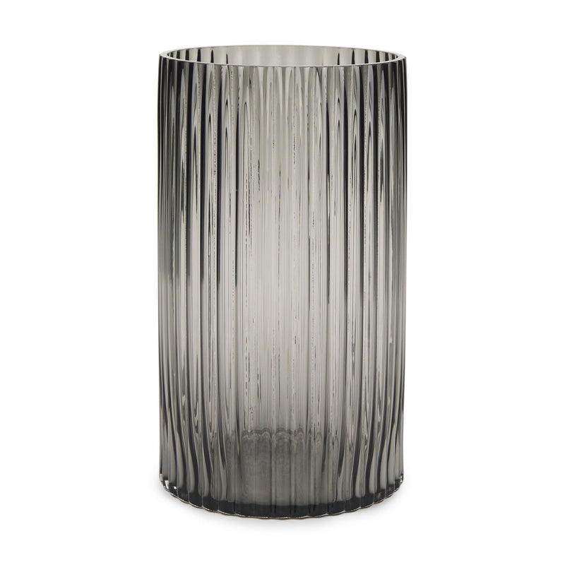 Cylinder Ribbed Table Vase (608312) - Black