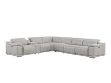 Load image into Gallery viewer, Leather Modular L Shaped Seven Piece Corner Sectional With Console - Ash / Gray
