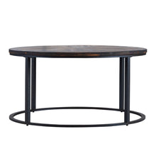 Load image into Gallery viewer, Reclaimed Wood And Metal Round Coffee Table - Brown

