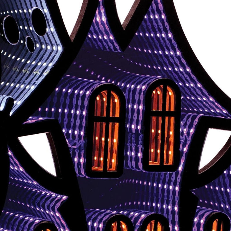 House Halloween Ghost Tabletop Sign With LED (633946) - Black / Orange / Purple
