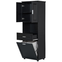 Load image into Gallery viewer, Tall Bathroom Cabinet With Tilt-Out Laundry Basket And Upper Storage
