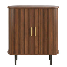 Load image into Gallery viewer, Fluted Wine Bar Cabinet With 8 Grid Wine Rack, 5 Level Adjustable Shelves, 2 Glass Holders
