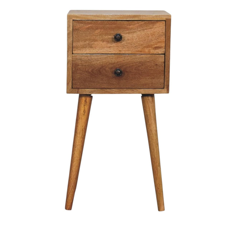 Solid Wood Two Drawer Nightstand - Oak