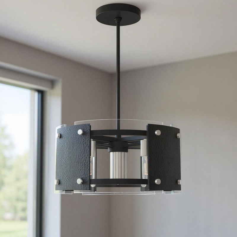 18" 7 Light Dimmable Chandelier With Shades - Black