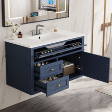 Load image into Gallery viewer, Modern Wall Mounted Floating Cabinet With Double Drawer And Sink
