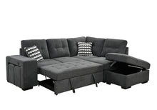 Load image into Gallery viewer, Sectional Pull Out Sofa Bed 101&quot; Reversible L-Shaped Corner Sleeper Upholstered Couch with Storage Ottoman, 2 Pillows,USB Ports,2 Stools for Living Room Furniture Sets,Apartments,Dark Gray
