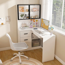 Load image into Gallery viewer, L-Shaped Computer Desk With Glass Cabinets, Built In LED Lights, USB Charging Ports

