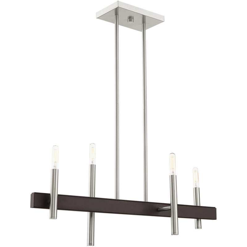 Four Light Dimmable Chandelier With Shades - Nickel
