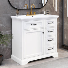 Load image into Gallery viewer, 36" Bathroom Vanity With Sink, 2 Tip-Out Drawers, Soft Close Hinges
