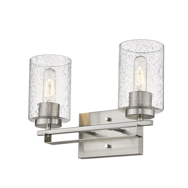 Metal And Textured Glass Two Light Wall Sconce - Silver