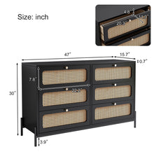 Load image into Gallery viewer, Modern Cannage Rattan Wood Closet 6 Drawer Dresser Wood Storage Cabinet Sideboard For Bedroom, Living Room, Entryway, Hallway
