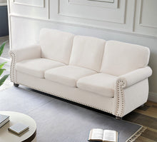 Load image into Gallery viewer, Soft Sofa, Upholstered 3 Seater Couch With High Density Foam, Loose Back Cushions And Turned Legs
