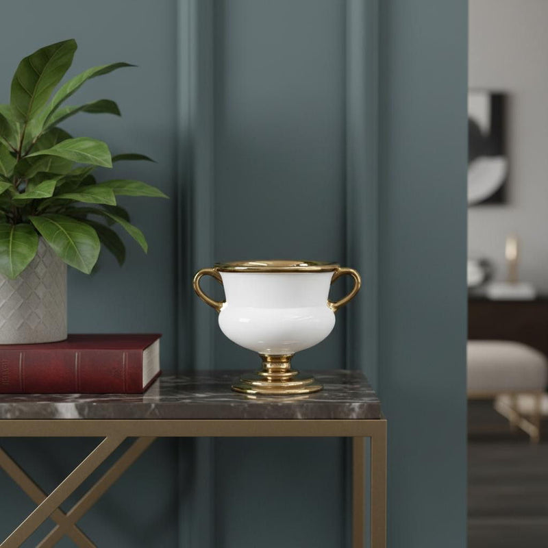 Amphora Urn - White / Gold